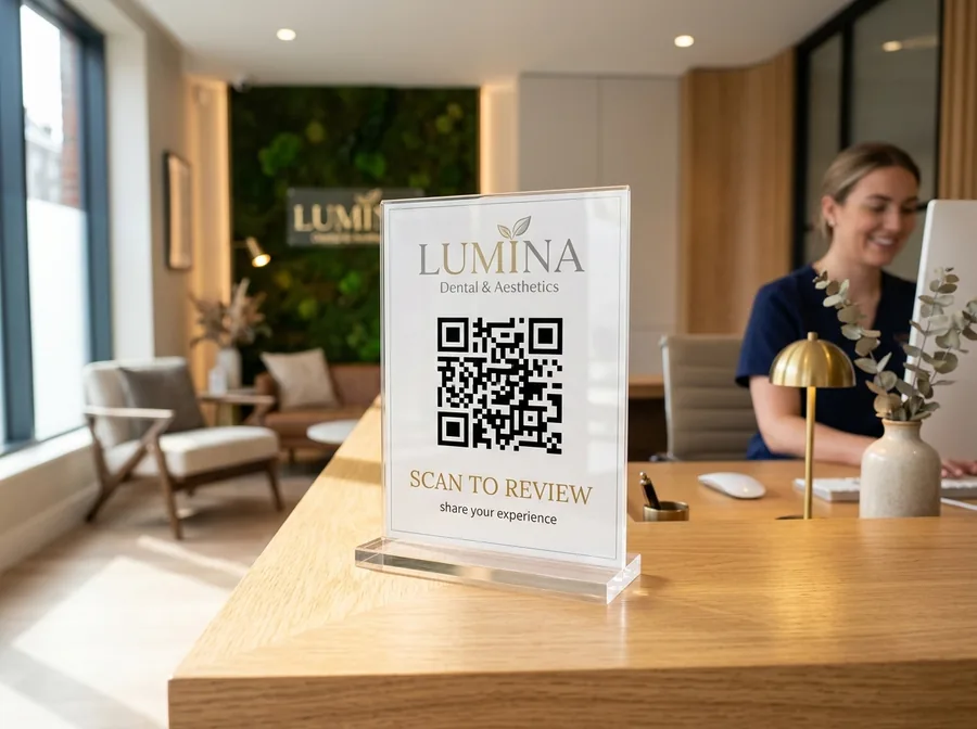 Physical Acrylic Standee on Reception Desk Counter